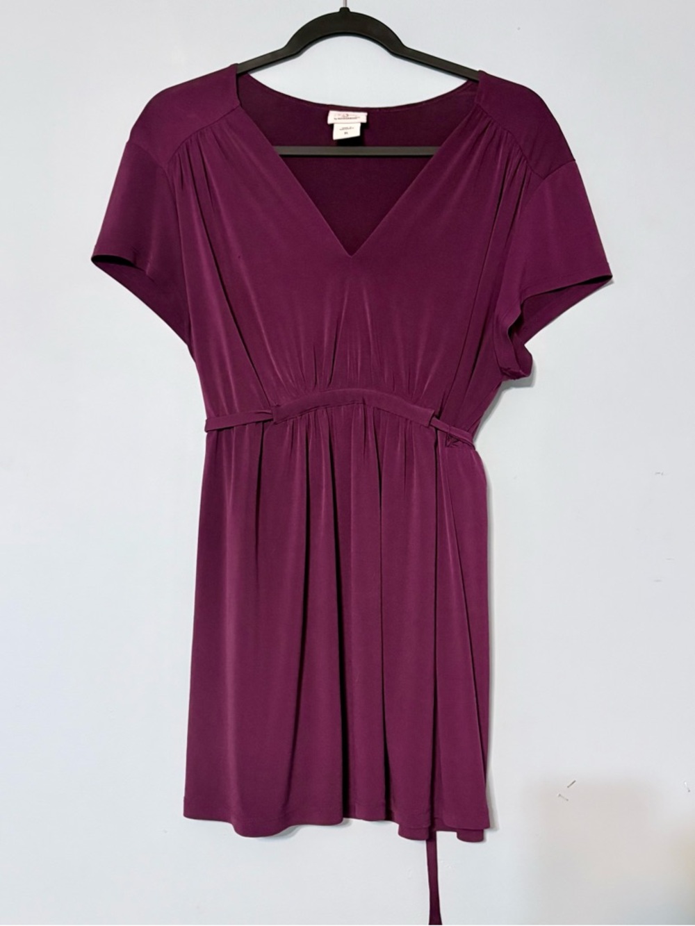 Oh Baby by Motherhood Plum Purple V-Neck Empire cinched Waist Tunic Top M